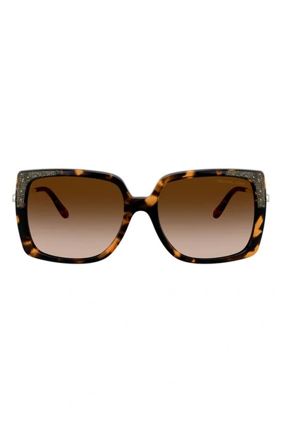 Shop Michael Kors 56mm Gradient Square Sunglasses In Dark Havana