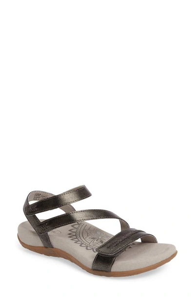 Shop Aetrex Gabby Sandal In Pewter Leather