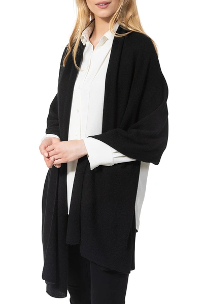 Shop Amicale Cashmere Travel Wrap Scarf In Black