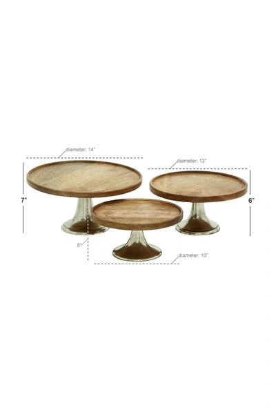 Shop Willow Row Brown Mango Wood Cake Stand With Aluminum Accents