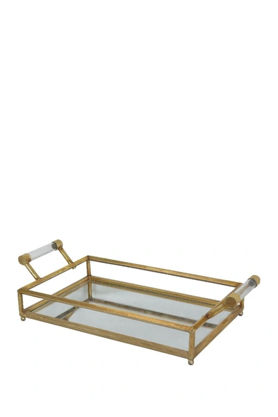 Shop Cosmo By Cosmopolitan Goldtone Metal Mirrored Tray With Acrylic Handles