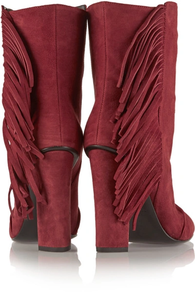 Shop Giuseppe Zanotti Fringed Suede Boots In Red