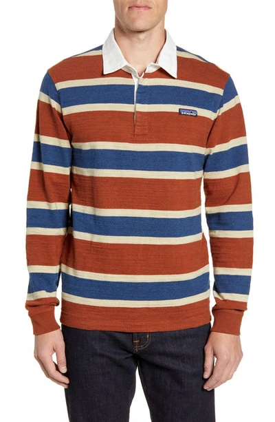 Shop Patagonia Rugby Stripe Polo Shirt In Rugby Sisu Brown