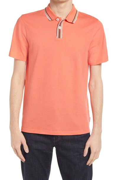 Shop Ted Baker Twitwoo Accent Stripe Polo In Coral
