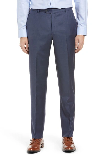 Shop Hickey Freeman Honeyway Flat Front Pants In Medium Blue