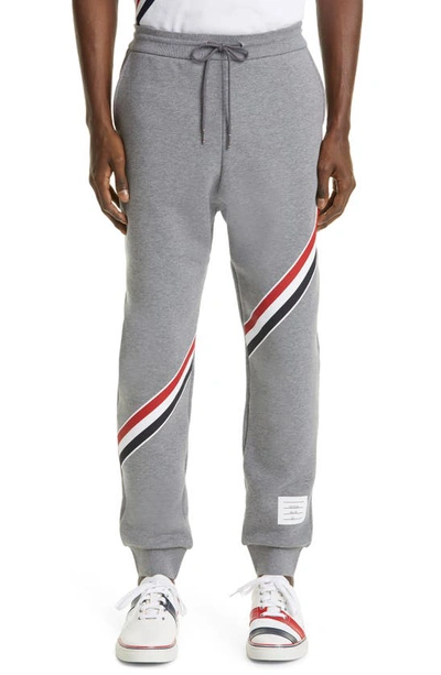 Shop Thom Browne Diagonal Stripe Pocket Joggers In Medium Grey