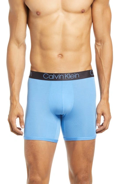 Shop Calvin Klein Ultrasoft Stretch Modal Boxer Briefs In Remembered Black/ Light Blue
