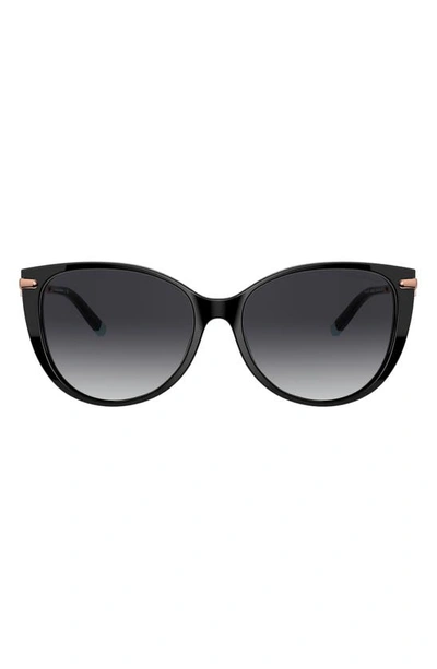 Shop Tiffany & Co 57mm Gradient Cat Eye Sunglasses In Black/ Grey Gradient