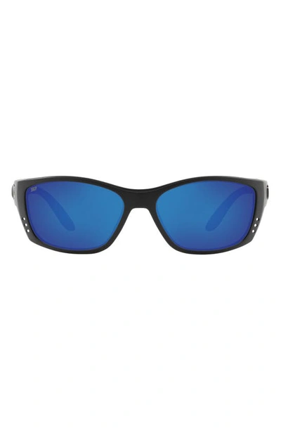Shop Costa Del Mar 64mm Oversize Polarized Rectangular Sunglasses In Black