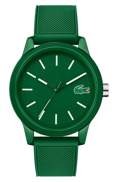 Shop Lacoste 12.12 Rubber Strap Watch, 42mm In Green