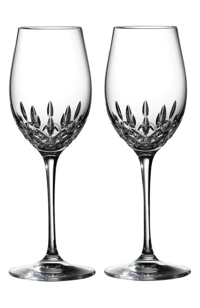 Waterford Lismore Essence Set Of 2 Lead Crystal White Wine Glasses In Clear