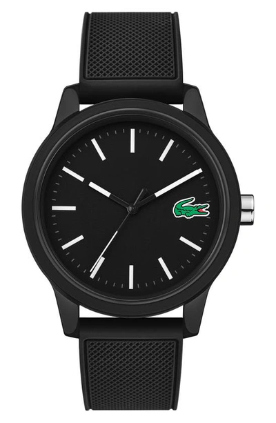 Shop Lacoste 12.12 Rubber Strap Watch, 42mm In Black
