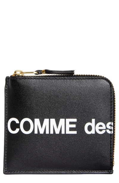 Shop Comme Des Garçons Huge Logo Half-zip Wallet In Black