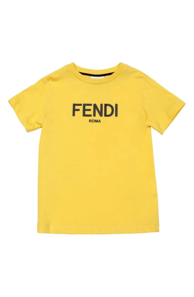 Shop Fendi Kids' Logo Graphic Tee In Yellow