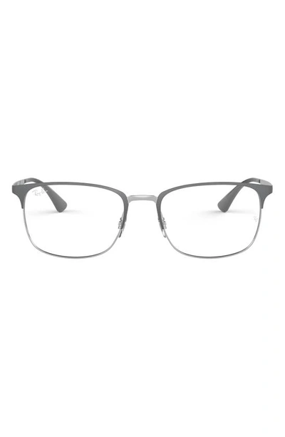 Shop Ray Ban Ray-ban 54mm Rectangular Optical Glasses In Grey Silver