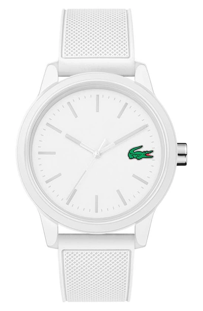 Shop Lacoste 12.12 Rubber Strap Watch, 42mm In White