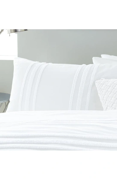 Shop Dkny Chenille Stripe Comforter & Shams Set In White