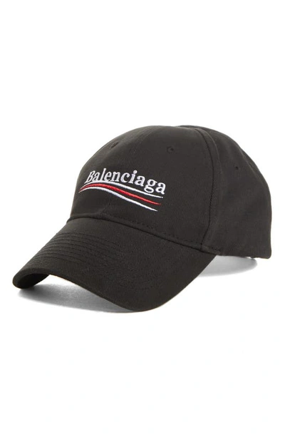 Shop Balenciaga Campaign Logo Baseball Hat In Black/white