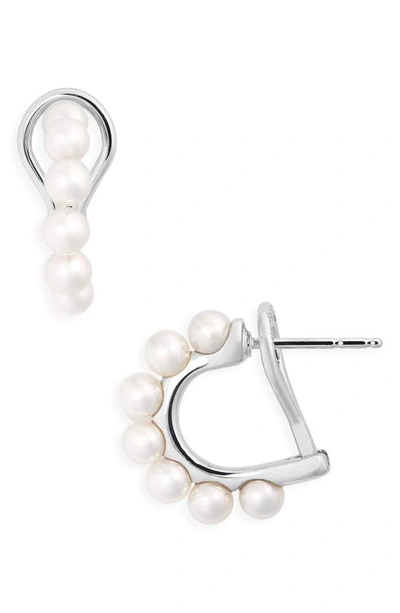 Shop Mikimoto Single Row Pearl Earrings In White Gold