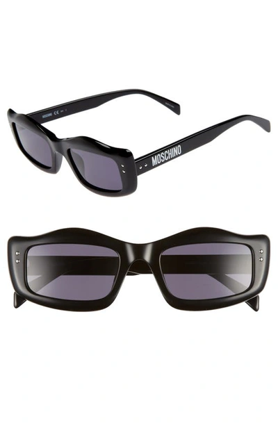 Shop Moschino 51mm Rectangle Sunglasses In Black