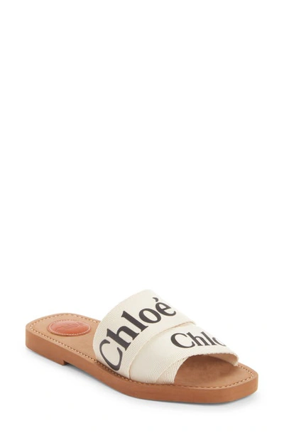 Shop Chloé Logo Slide Sandal In White