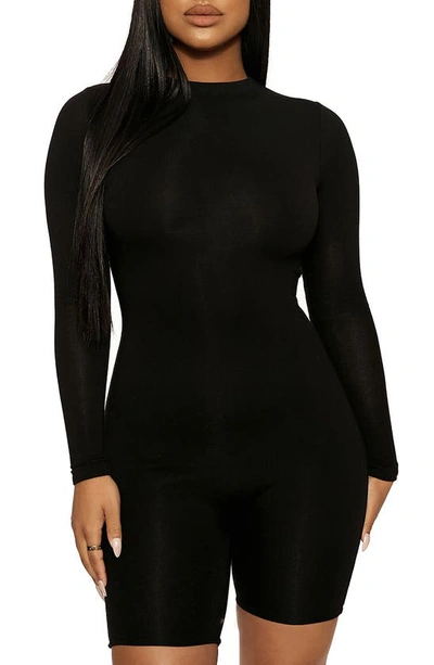 Shop Naked Wardrobe The Nw All Body Long Sleeve Romper In Black