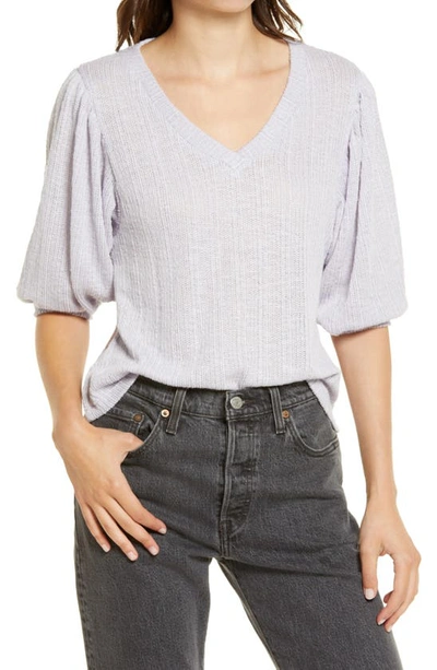 Shop All In Favor Balloon Sleeve Summer Knit Top In Lilac Hint