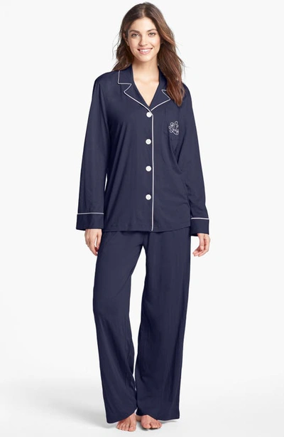 Shop Lauren Ralph Lauren Knit Pajamas In Windsor Navy