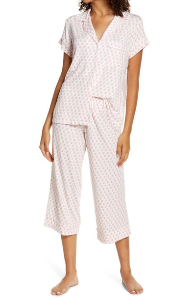 Shop Eberjey Sleep Chic Crop Pajamas In Daisy Bright Pink/ Bellini