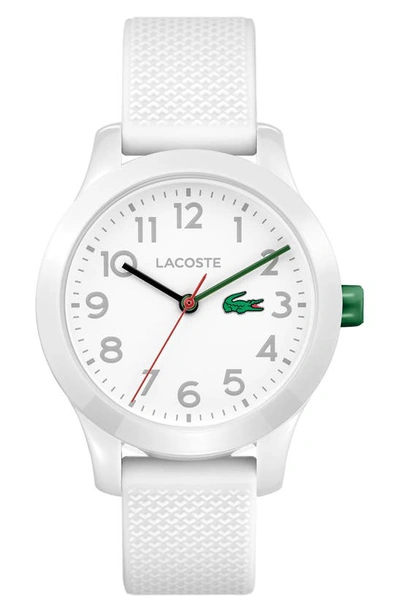 Shop Lacoste Kids 12.12 Silicone Strap Watch, 32mm In White