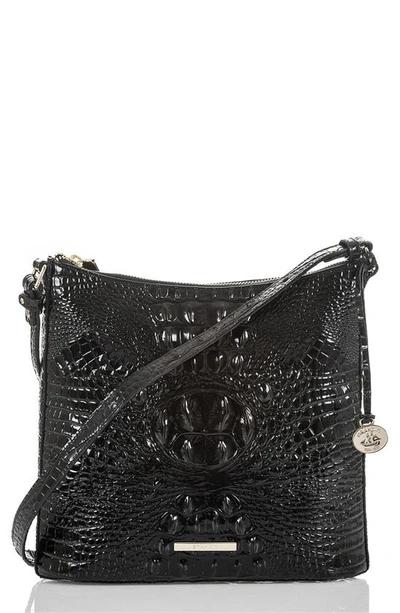 Shop Brahmin Katie Croc Embossed Leather Crossbody Bag In Black Membourne