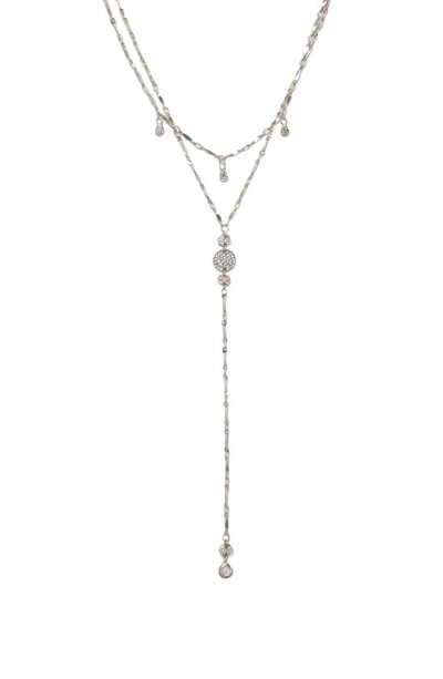 Shop Ettika Layered Cubic Zirconia Lariat Necklace In Silver