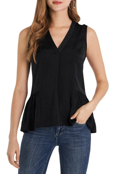 Shop Vince Camuto Sleeveless Rumple Ruffle Blouse In Rich Black