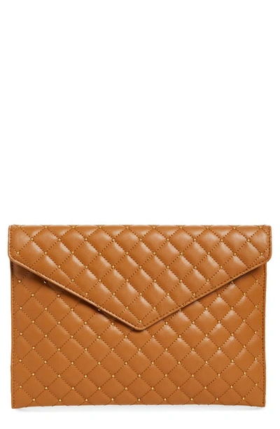 Shop Rebecca Minkoff Leo Leather Envelope Clutch In Caramello