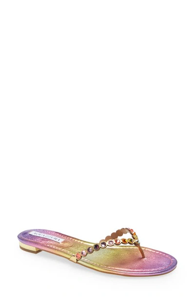 Shop Aquazzura Tequila Crystal Embellished Flip Flop In Sunset