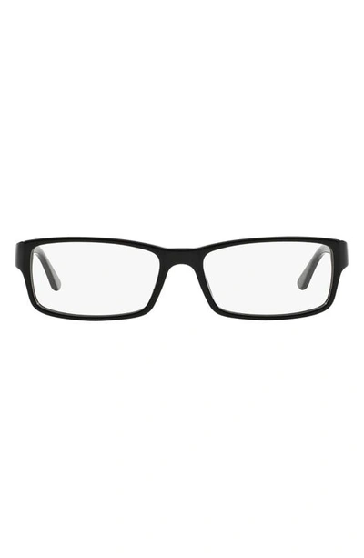Shop Polo Ralph Lauren 54mm Rectangular Optical Glasses In Shiny Black