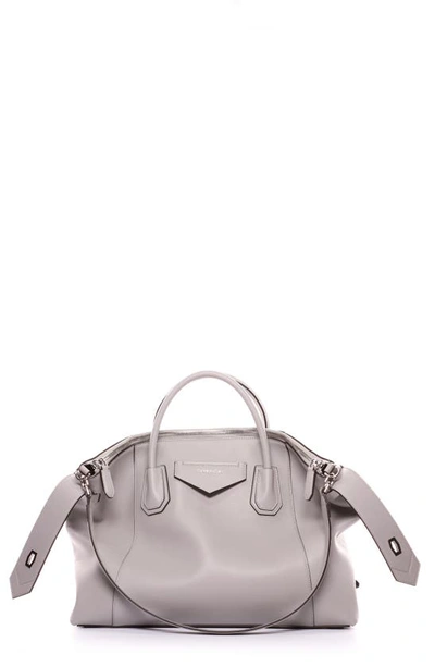 Shop Givenchy Medium Antigona Leather Satchel In Medium Grey
