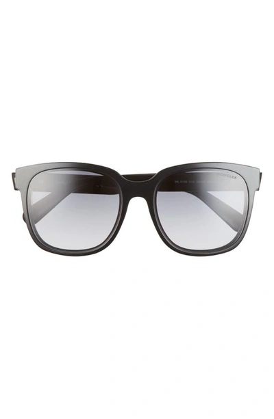 Shop Moncler 55mm Mirrored Square Sunglasses In Shiny Black / Gradient Smoke