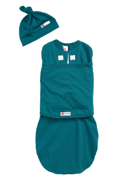 Shop Embe Starter 2-way Swaddle & Hat Set In Teal