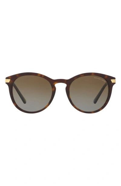 Shop Michael Kors 53mm Polarized Round Sunglasses In Tortoise/ Gold/ Brown Gradient