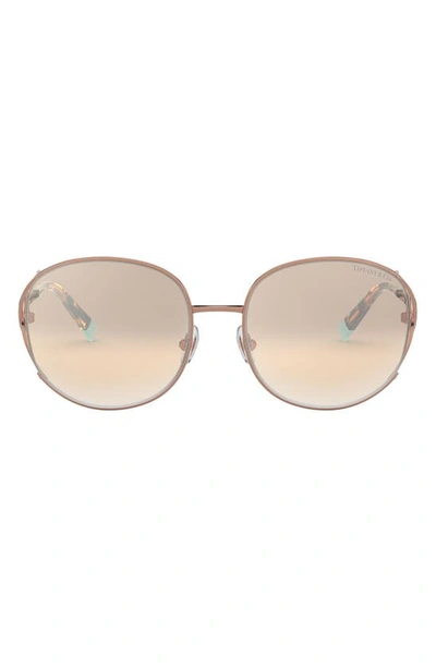 Shop Tiffany & Co 56mm Gradient Round Sunglasses In Brown/ Gold Gradient Mirror