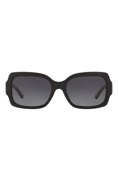 Shop Tory Burch 55mm Polarized Square Sunglasses In Black/ Grey Gradient
