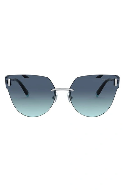 Shop Tiffany & Co 62mm Oversize Rimless Sunglasses In Silver/ Azure Gradient Blue