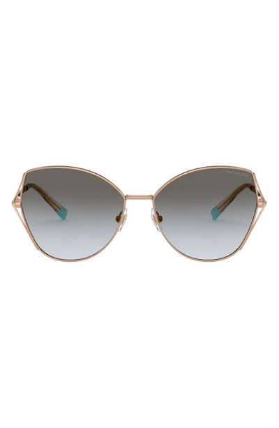 Shop Tiffany & Co 59mm Gradient Butterfly Sunglasses In Red Gold/ Grey Grad