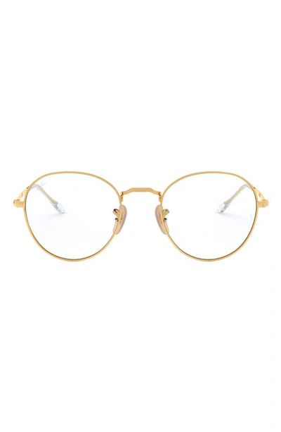 Shop Ray Ban 49mm Round Optical Glasses In Gold