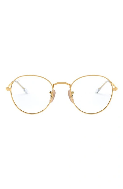 Shop Ray Ban Ray-ban 49mm Round Optical Glasses In Gold