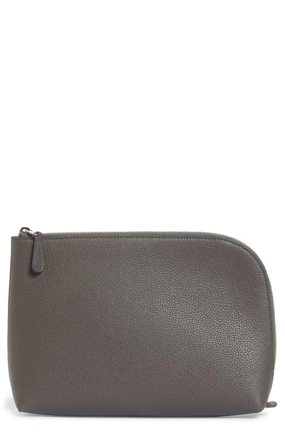 Shop The Row Medium Leather Zip Pouch In Ash Grey Pld
