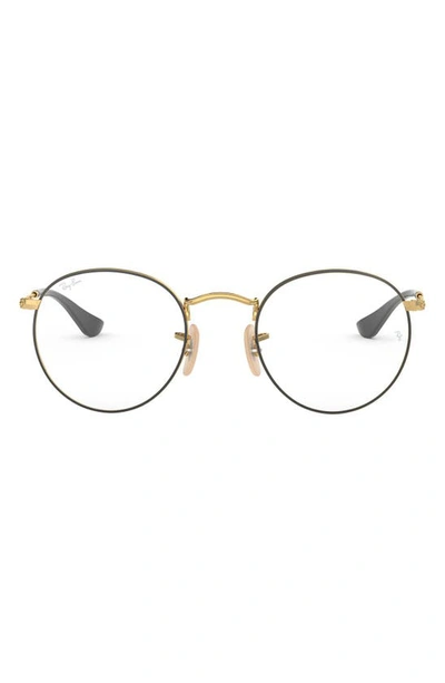 Shop Ray Ban Ray-bay 47mm Round Optical Glasses In Gold/ Black