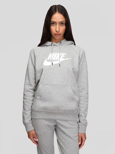 Shop Nike W Essential Fleece Pullover Hoodie In Grey/white