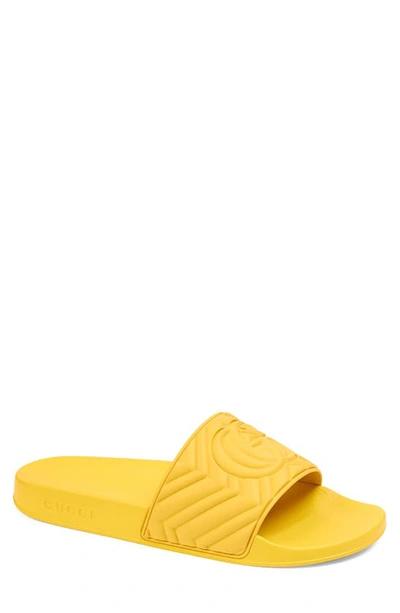 Shop Gucci Matelassé Slide Sandal In Smile Yellow